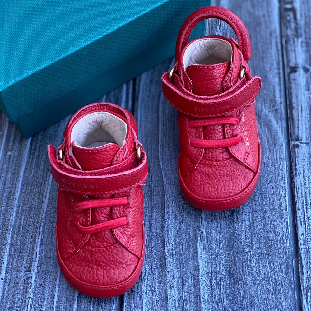 Baby Sneakers Genuine Leather Red Buscemi 100MM - Picture 7 of 9